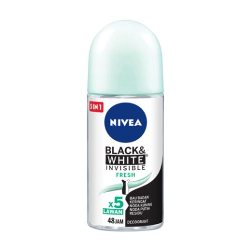 Miniaturka artykułu - NIVEA Black&White Invisible Fresh roll-on Antyperspirant w kulce dla kobiet, 50ml