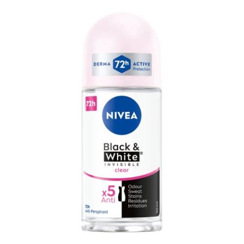 Miniaturka artykułu - Nivea Black&White Invisible Clear Antyperspirant w kulce dla kobiet, 50 ml