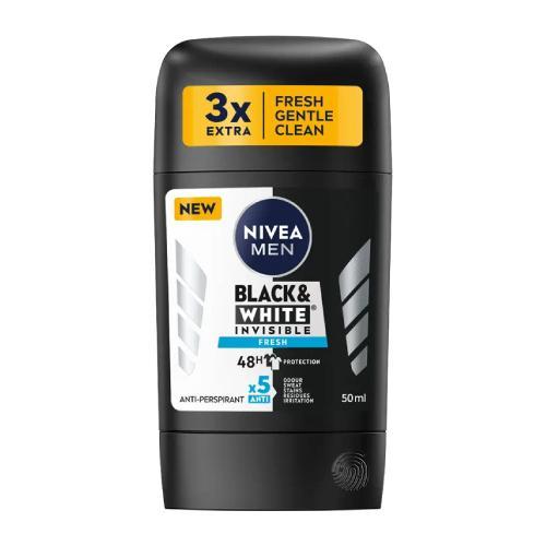Miniaturka artykułu - NIVEA MEN Black & White Fresh Antyperspirant w sztyfcie, 50 ml USZKODZONY PLASTIKOWY KOREK