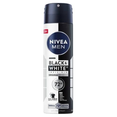 Miniaturka artykułu - Nivea Men Black & White Invisible Original Antyperspirant w spray'u dla mężczyzn, 150 ml