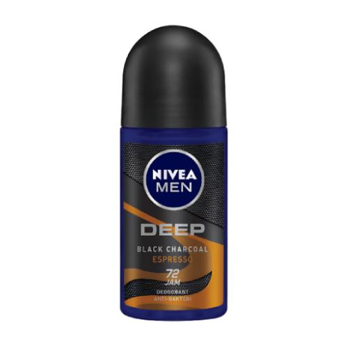 Miniaturka artykułu - NIVEA MEN Deep Black Charcoal Espresso roll-on Antyperspirant w kulce dla mężczyzn, 50ml