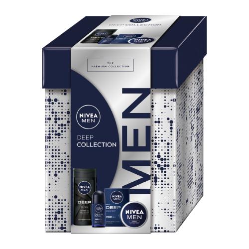 Miniaturka artykułu - NIVEA MEN Deep Collection Zestaw Krem uniwersalny, 75ml + Antyperspirant roll-on, 50ml + Żel pod prysznic 3w1, 250ml + Woda po goleniu, 100ml