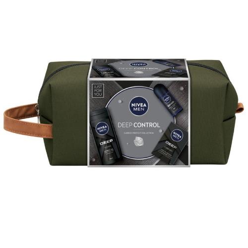 Miniaturka artykułu - NIVEA MEN Deep Control Zestaw Woda po goleniu, 100ml + Żel pod prysznic 3w1, 250ml + Antyperspirant roll-on, 50ml + Kosmetyczka