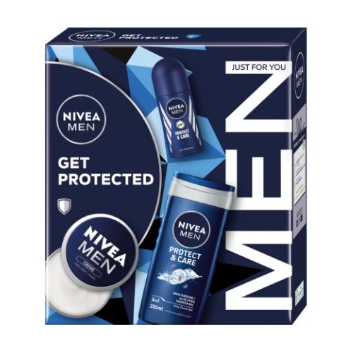 Miniaturka artykułu - NIVEA MEN Get Protected Zestaw Żel pod prysznic 3w1, 250ml + Antyperspirant roll-on, 50ml + Krem uniwersalny, 75ml