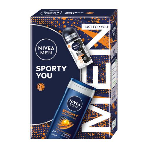 Miniaturka artykułu - NIVEA MEN Sporty You Zestaw Żel pod prysznic 3w1, 250ml + antyperspirant roll-on, 50ml