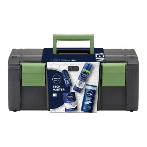 Miniaturka artykułu - NIVEA MEN Tech Master Zestaw Antyperspirant roll-on, 50ml + Żel pod prysznic 3w1, 250ml + Pianka do golenia, 200ml + Balsam po goleniu, 100ml