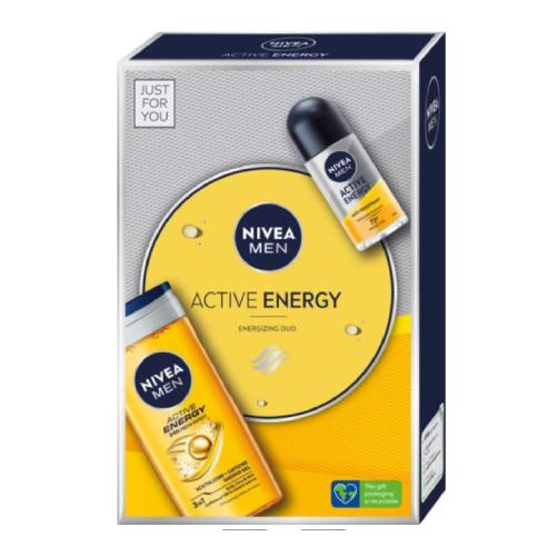 Miniaturka artykułu - NIVEA MEN Zestaw Active Energy żel pod prysznic 3w1, 250ml + antyperspirant roll-on, 50ml