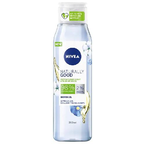 Miniaturka artykułu - NIVEA żel pod prysznic NATURALLY GOOD KWIAT BAWEŁNY I BIO OLEJEK, 300ml