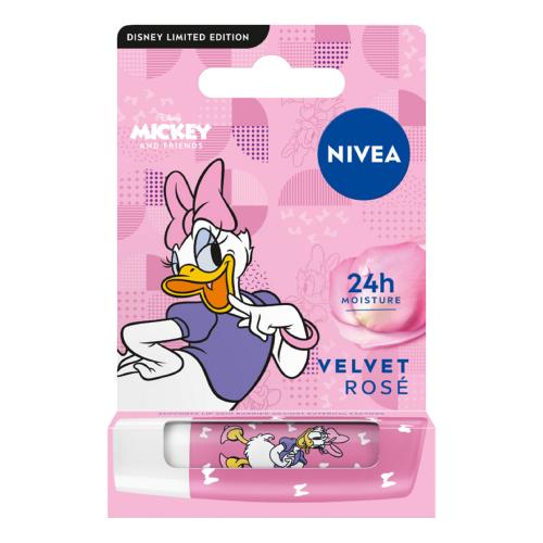 Miniaturka artykułu - NIVEA Disney Daisy Duck Pielęgnująca pomadka do ust Velvet Rose, 4,8g