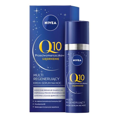 Miniaturka artykułu - NIVEA Q10 Ujędrnienie Multi regenerujący krem- serum na noc, 30ml