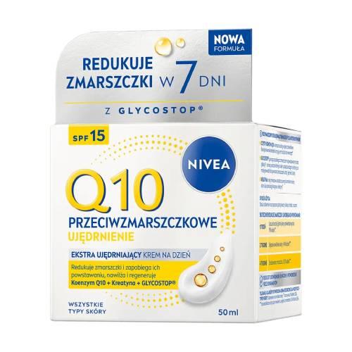 Miniaturka artykułu - Nivea Q10 Przeciwzmarszczkowe Ujędrnienie Ekstra ujędrniający krem na dzień SPF15, 50 ml