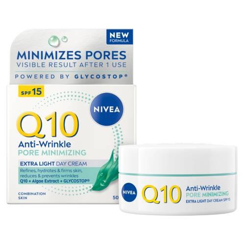 Miniaturka artykułu - Nivea Q10 Przeciwzmarszczkowe Wygładzenie Ekstra lekki krem na dzień dla sk&oacute;ry mieszanej SPF15, 50 ml