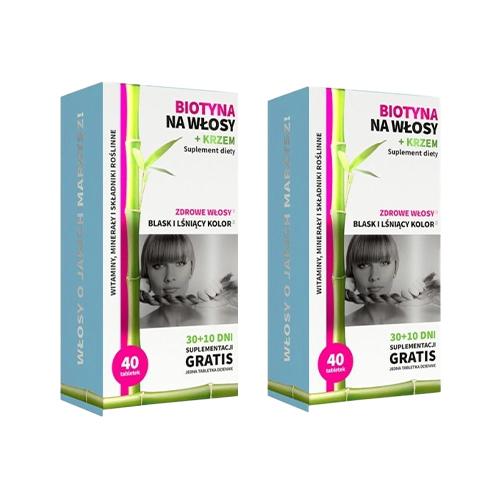 Miniaturka artykułu - Zestaw NOBLE HEALTH Biotyna na włosy + Krzem, 2x 40 tabletek
