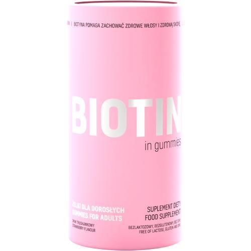 Miniaturka artykułu - Noble Health Biotyna w żelkach smak truskawkowy, 180g KRÓTKA DATA 31.07.2025