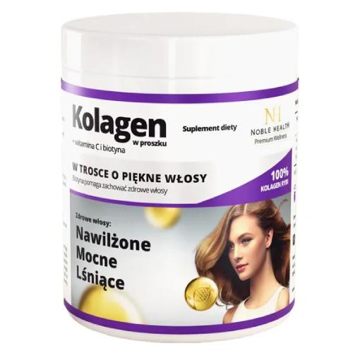 Miniaturka artykułu - Noble Health Kolagen + witamina C i biotyna w proszku, 100 g