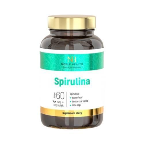 Miniaturka artykułu - NOBLE HEALTH Spirulina, 60kaps. KR&Oacute;TKA DATA 30.09.2026