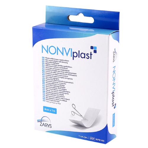 Miniaturka artykułu - NONVIplast Plaster wł&oacute;kninowy z opatrunkiem 8cm x 1m 
