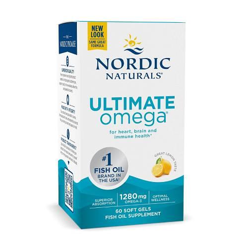 Miniaturka artykułu - Nordic Naturals Ultimate Omega 1280 mg smak cytrynowy, 180 kaps.
