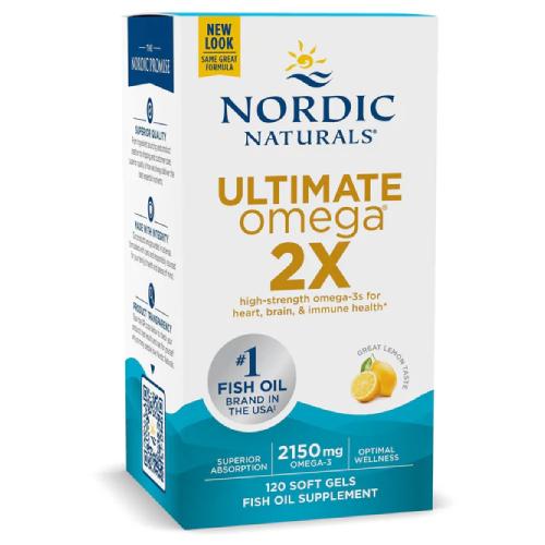 Miniaturka artykułu - Nordic Naturals Ultimate Omega 2X Omega-3 2150 mg smak cytrynowy, 120 kaps.