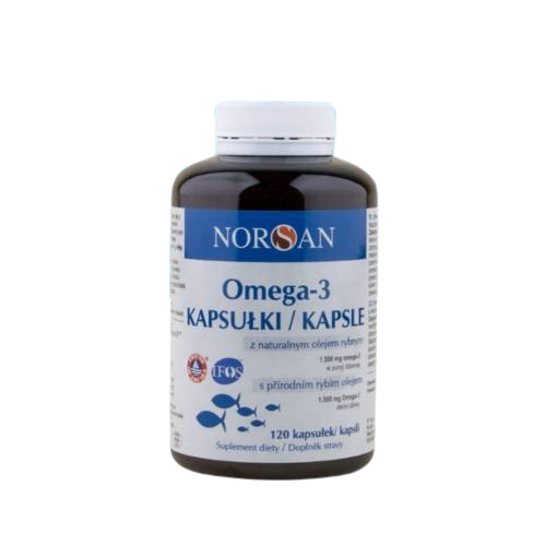 Miniaturka artykułu - Norsan Omega-3 z naturalnym olejem rybnym (1500 mg), 120 kaps.