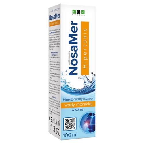 Miniaturka artykułu - NosaMer Hipertonic Hipertoniczny roztw&oacute;r wody morskiej w sprayu, 100 ml KR&Oacute;TKA DATA 31.10.2026