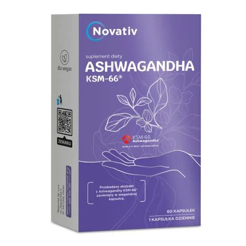 Miniaturka artykułu - Novativ Ashwagandha KSM-66, 60kaps.