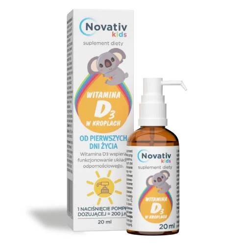 Miniaturka artykułu - Novativ Kids Witamina D3 w kroplach, 20ml