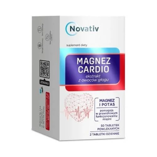 Miniaturka artykułu - Novativ Magnez Cardio, 50tabl. powlekanych KR&Oacute;TKA DATA 30.11.2026