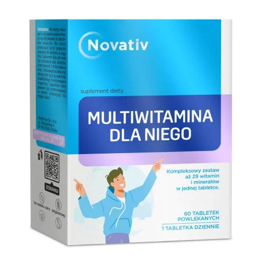 Miniaturka artykułu - Novativ Multiwitamina dla Niego, 60tabl. powl.