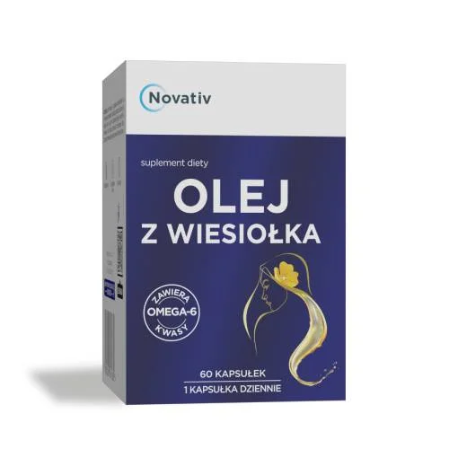 Miniaturka artykułu - Novativ Olej z wiesiołka, 60kaps.