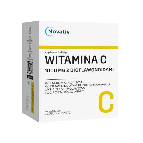 Miniaturka artykułu - Novativ Witamina C 1000 mg z bioflawonoidami, 60 kapsułek
