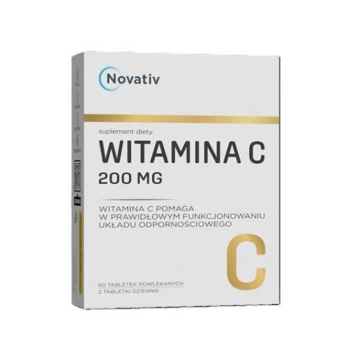 Miniaturka artykułu - Novativ Witamina C 200mg, 60tabl. USZKODZONE BRAK OPAKOWANIA TEKTUROWEGO