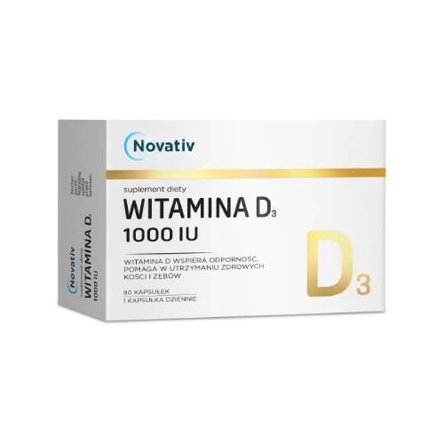 Miniaturka artykułu - Novativ Witamina D3 1000 IU, 90kaps.