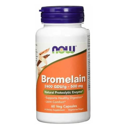 Miniaturka artykułu - NOW FOODS Bromelaina 500 mg 2400 GDU/g, 60 kaps.