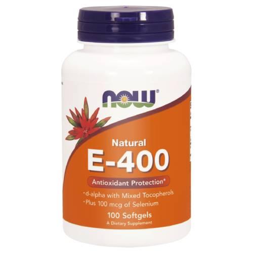 Miniaturka artykułu - NOW FOODS E-400 Witamina E 400 + Selen, 100 kaps.