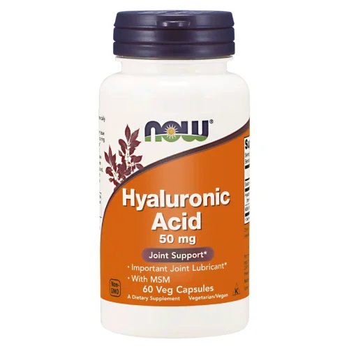 Miniaturka artykułu - Now Foods Kwas Hialuronowy 50 mg z MSM, 60 kaps.