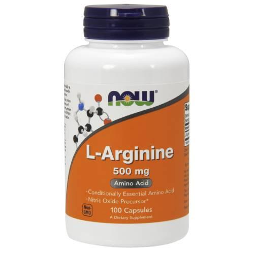 Miniaturka artykułu - NOW FOODS, L-ARGININE 500mg, 100 kapsułek