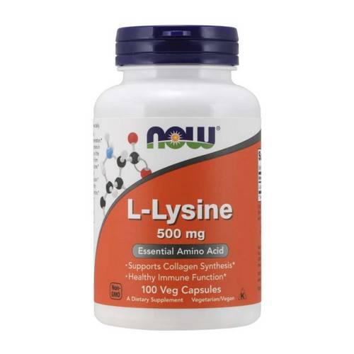Miniaturka artykułu - Now Foods L-Lizyna 500 mg, 100 kaps.
