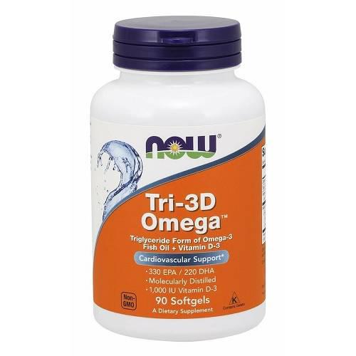 Miniaturka artykułu - Now Foods Tri-3D Omega kaps. 90 kaps.