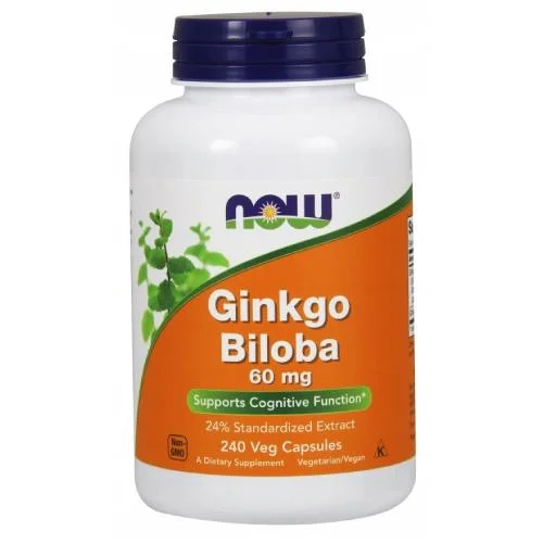 Miniaturka artykułu - NOW Ginkgo Biloba 60mg, 240 kapsułek KR&Oacute;TKA DATA 31.12.2026