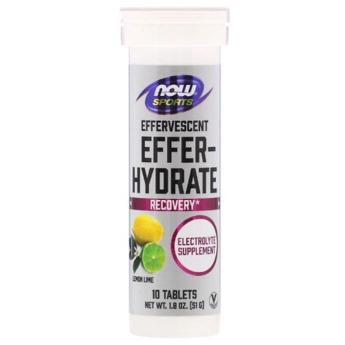 Miniaturka artykułu - Now Sports Effer-Hydrate Lemon Lime, 10 tabletek musujących