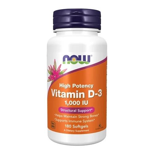 Miniaturka artykułu - NOW Vitamin D-3 1000, 180 kaps.