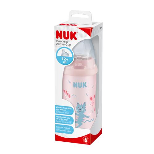 Miniaturka artykułu - NUK ACTIVE CUP Kubek niekapek z silikonowym ustnikiem 12m+ KOTEK, 300ml
