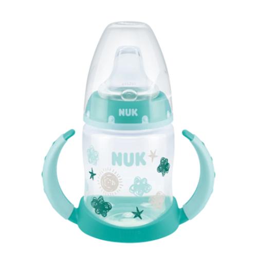 Miniaturka artykułu - NUK Butelka FC+Butelka uchwytami i wskaźnikiem temperatury ustnik silikonowy niekapek, zielona 6-18m, 150ml