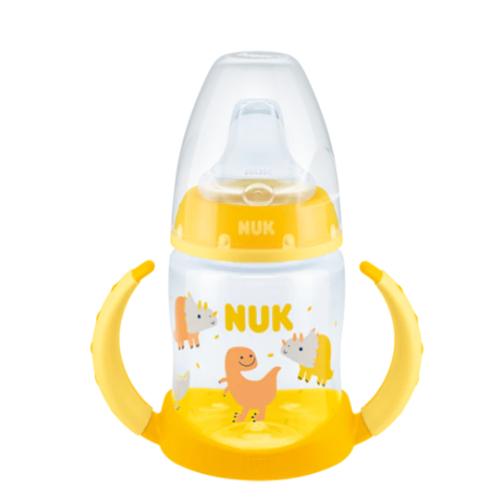 Miniaturka artykułu - NUK Butelka FC+Butelka uchwytami i wskaźnikiem temperatury ustnik silikonowy niekapek ż&oacute;łta 6-18 m, 150ml