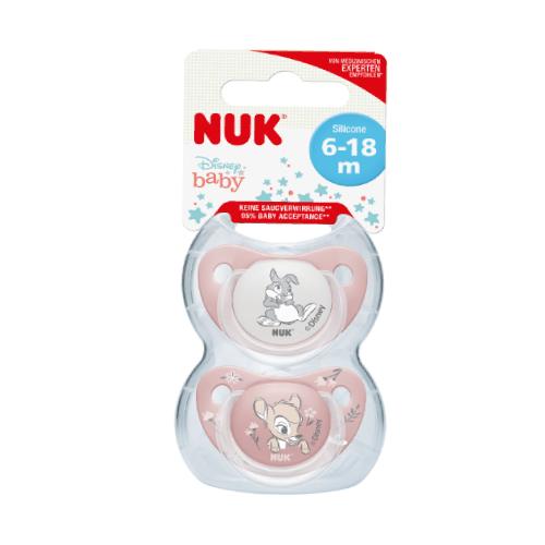Miniaturka artykułu - NUK DISNEY BABY Smoczek uspokajający silikonowy 6-18m BAMBI, 2szt.