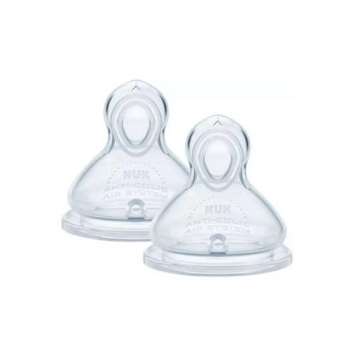 Miniaturka artykułu - NUK First Choice+ Smoczek silikonowy na butelkę 6-18m Flow Control, 2szt.