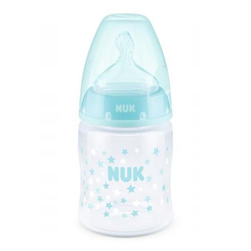Miniaturka artykułu - NUK First Choice+ Butelka ze smoczkiem silikonowym turkus ze wskaźniekiem temperatury - 150ml