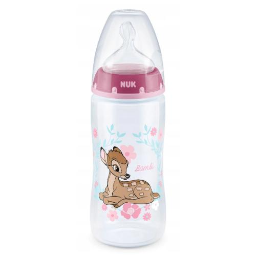 Miniaturka artykułu - NUK First Choice+ Butelka ze wskaźnikiem temperatury ze smoczkiem silikonowym Bambi 6-18m, 300ml
