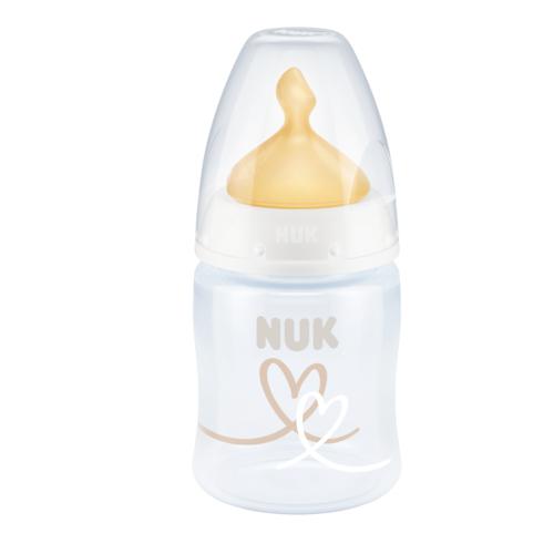 Miniaturka artykułu - NUK First Choice Plus Butelka ze wskaźnikiem temperatury (0-6m) lateks- biała, 150ml